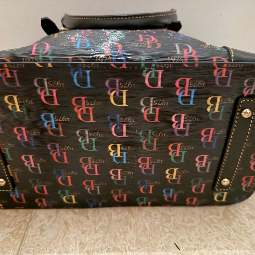 Dooney & Bourke Multicolor Monogram Tote Bag Large Shoulder Purse Black Canvas - Picture 2 of 16